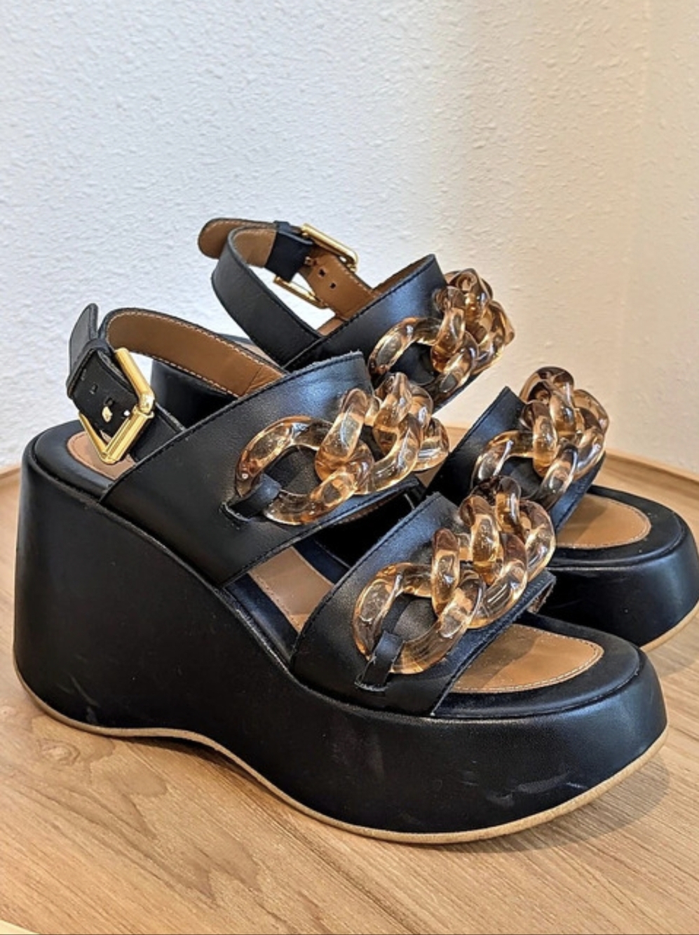 See By Chloé Mahe Platform Wedge Sandals Chain Platform Wedge Sandals in Black